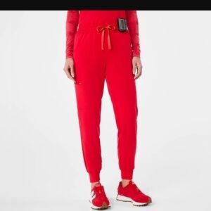 Pop Red High Waisted Uman Relaxed - Jogger Scrub Pant